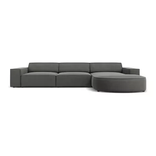 Szara aksamitna sofa narożna (prawy narożnik) Jodie - Micadoni Home - Narożniki - miniaturka - grafika 1