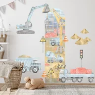 Wyposażenie pokoiku dziecięcego - Naklejka ścienna wielka niebieska budowa - miarka wzrostu - miniaturka - grafika 1