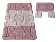 Dywaniki łazienkowe - Nowoczesny różowy zestaw chodniczków łazienkowych H6-E44 - miniaturka - grafika 1