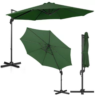 Uniprodo Parasol ogrodowy wiszący zielony okrągły 300 cm uchylny UNI_UMBRELLA_2R300GR_N - Parasole ogrodowe - miniaturka - grafika 1