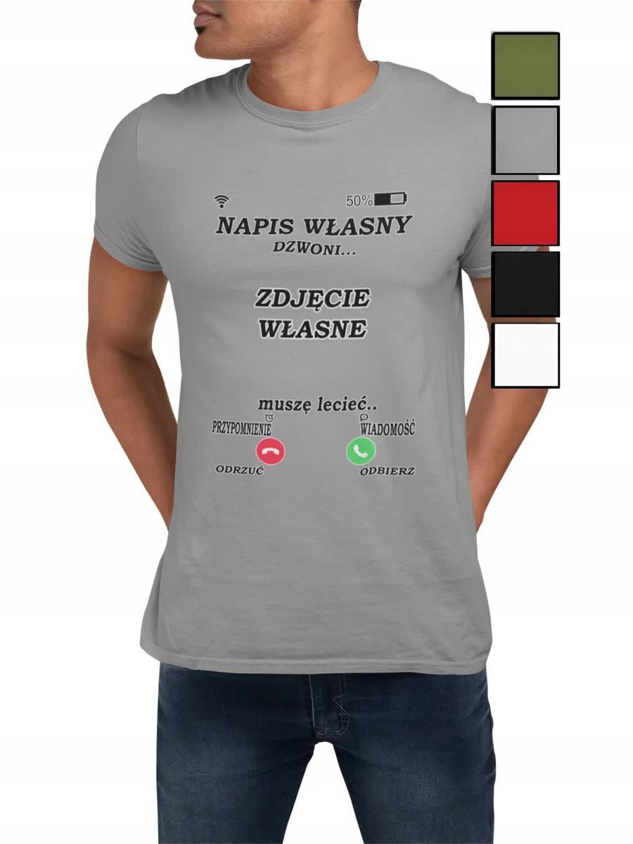 Koszulka T-Shirt Męska Prezent Dla Niego Walentynki Napis Własny Sms - Xl