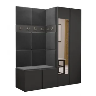 Garderoba szafa z lustrem szafka na buty meble do przedpokoju z panelami tapicerowanymi ORION 12 dąb artisan biały grafit - Meble do przedpokoju - miniaturka - grafika 1