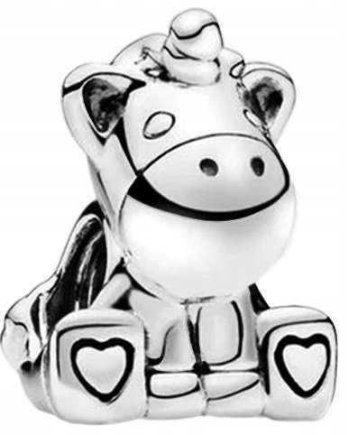 Charms Srebrny z Jednorożcem Bajka Jednorożec Serca Koń Konik SREBRO 925