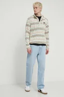 Bluzy męskie - Quiksilver bluza męska kolor beżowy gładka - miniaturka - grafika 1