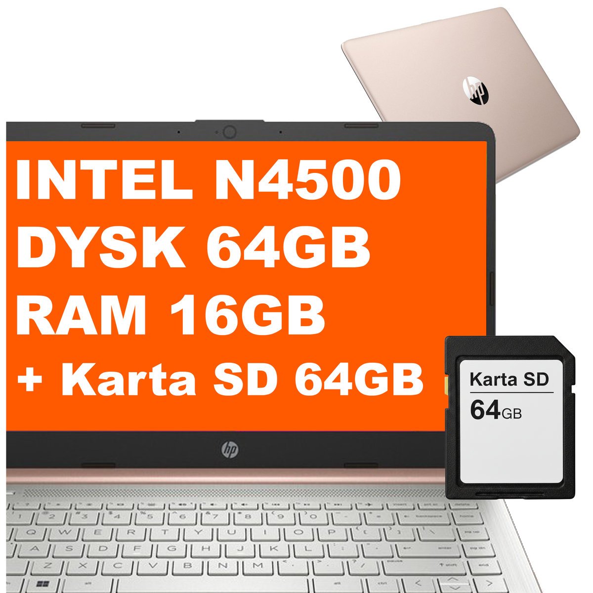 HP 14-dq3015dx / CD9Y9UA / Intel N4500 / 16GB / eMMC 64GB + 64GB SD / Intel UHD / Win 11 / Różowy CD9Y9UA_16GB_128GB_W11