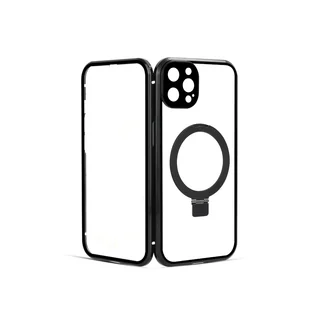 INF Magnetyczne etui HD Clear ze stojakiem na iPhone'a Czarny iPhone 14 Pro - Etui i futerały do telefonów - miniaturka - grafika 1
