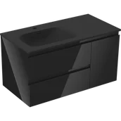 Szafki łazienkowe - Mexen Orio szafka łazienkowa 90 cm z umywalką Vela lewą, 2S, 1D, czarna połysk/czarna mat - 91A13-09047-3-BBFFF70-W23L71 - miniaturka - grafika 1