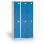 Szafki BHP - B2B Partner Szafka ubraniowa, 6 schowków, drzwi niebieskie, zamek cylindryczny IGO-022 BLUE DOORS - miniaturka - grafika 1