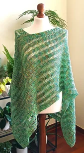 Letnie Poncho Ponczo Limonka Melanż - Apaszki i szaliki damskie - miniaturka - grafika 1