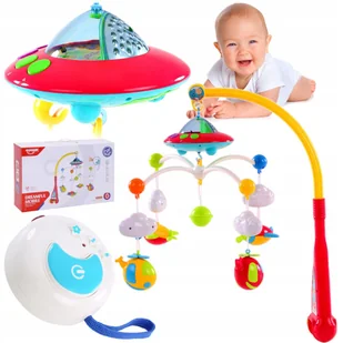 KARUZELKA DO ŁÓŻECZKA z PROJEKTOREM POZYTYWKA 108 melodii PILOT PREZENT - Karuzele dla niemowląt - miniaturka - grafika 1