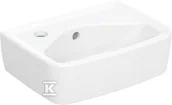 Umywalki - Umywalka kompaktowa Rekord - kształt geometryczny, krótka, B35 cm, H15 cm, T25 cm, z otworem na baterię z lewej strony, z przelewem - miniaturka - grafika 1