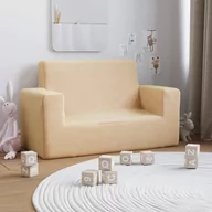 Sofy i kanapy - Lumarko 2-os. sofa dla dzieci, kremowa, miękki plusz - miniaturka - grafika 1