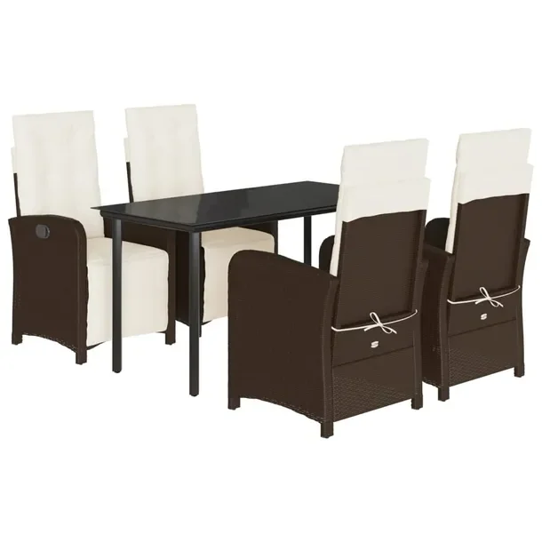 Zestaw Mebli Ogrodowych z Rattanu PE, Stół 140x70x74 cm, Krzesła 57x60x9