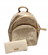 Plecaki - GUESS PLECAK MIEJSKI KREMOWY Z NADRUKIEM LOGO NA ZAMEK GNA - miniaturka - grafika 1