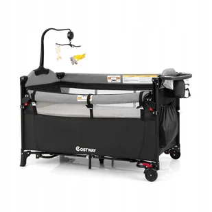 Łóżeczko składane z przewijakiem turystyczne Costway 65 x 125 cm czerń - Łóżeczka i kojce Łóżeczko składane z przewijakiem turystyczne Costway 65 x 125 cm czerń - Łóżeczka i kojce - miniaturka - grafika 1