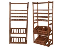 Regały - Regał Drewniany Do Spiżarni Lsr P2W3S2 Brązowy, Półki Proste 2 Szt, Półki Na Wino 3 Szt, Półki Na Skrzynki 2 Szt Drewno Sosnowe / Wamar-Sosenka - miniaturka - grafika 1