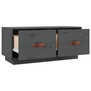 Lumarko Szafka pod TV, szara, 80x34x35 cm, lite drewno sosnowe - Szafki RTV - miniaturka - grafika 8