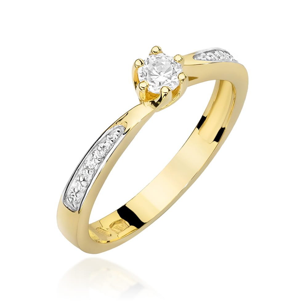 Złoty pierścionek Diament 0,15ct żółte złoto pr. 585