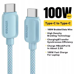 Kabel Essager USB-C do USB-C 100W 2m, 480Mb/s, niebieski - Kable USB - miniaturka - grafika 1