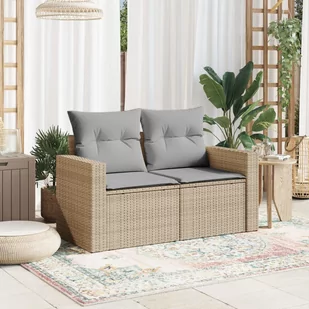 Sofa ogrodowa z poduszkami, 2-osobowa, beż, polirattan Lumarko! - Sofy ogrodowe - miniaturka - grafika 4
