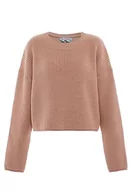Swetry damskie - Libbi Damski sweter z okrągłym dekoltem, luźny sweter akryl beżowy rozmiar XL/XXL, beżowy, XL - miniaturka - grafika 1