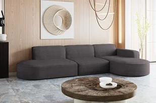 Designerski Narożnik, Sofa w kształcie litery L MODENA, tkanina Poso Ciemnoszary Prawy - Narożniki - miniaturka - grafika 1
