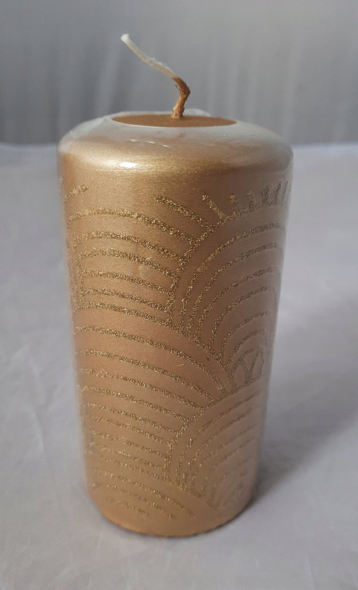 Świeca walec złota ze zdobieniem 57 x 110 mm Euro Kerze