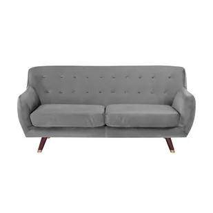 Beliani Sofa trzyosobowa welur szara BODO - Sofy i kanapy - miniaturka - grafika 1