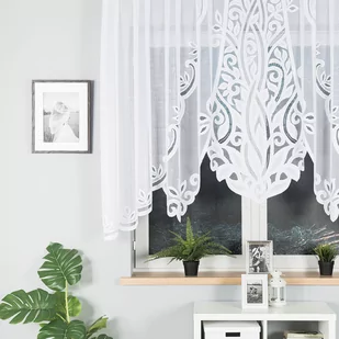 Firanka żakardowa konfekcjonowana, 140x300cm, kolor biały POLA - Firany - miniaturka - grafika 1