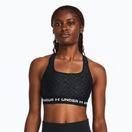 Bielizna sportowa damska - Biustonosz fitness Under Armour Crossback Mid Print black/castlerock/white - miniaturka - grafika 1