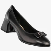 Półbuty damskie - Czółenka Damskie Skórzane Buty na Obcasie Eleganckie Półbuty Czarne Filippo Czarny 40 - miniaturka - grafika 1