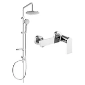 Baterie umywalkowe - Mexen Carl zestaw prysznicowy natynkowy z deszczownicą i baterią prysznicową Zero, chrom - miniaturka - grafika 1