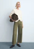 Spodnie damskie - MANGO - Jeansy wide leg z kieszeniami khaki - 44 - Kobieta - miniaturka - grafika 1