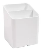 Przyborniki na biurko - Exacompta 67713D Pojemnik na długopisy Premium Pen-Cube z 2 przegródkami dla większego porządku na biurku przybornik na długopisy pudełko do przechowywania organizer biały - miniaturka - grafika 1
