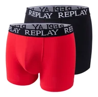 Majtki męskie - REPLAY bokserki męskie, 2-pak - kąpielówki, bawełna stretch czerwony/czarny XL (X-Large) - miniaturka - grafika 1