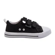 Buty dla dziewczynek - Trampki Dziecięce Na Rzepy Big Star NN374118 Czarne - miniaturka - grafika 1