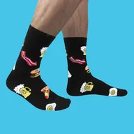 Skarpetki męskie - Męskie skarpetki w jedzenie - Śmieszne skarpetki z piwem - czarne - miniaturka - grafika 1