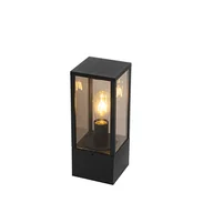 Lampy ogrodowe - QAZQA Stojąca lampa zewnętrzna czarna przydymiona 40 cm IP44 - Charlois - miniaturka - grafika 1