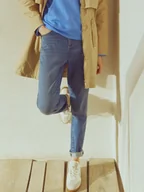 Legginsy - Granatowe spodnie jeansowe - miniaturka - grafika 1