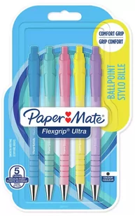 DŁUGOPIS FLEXGRIP ULTRA PSTRYK. MED. PASTEL 5SZT. WKŁAD CZARNY, PAPER MATE - Długopisy - miniaturka - grafika 1