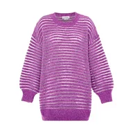 Swetry damskie - Caneva Damski sweter Slouchy Long Crewneck ze stretchem z dekoltem fioletowy rozmiar XL/XXL, liliowy, XL - miniaturka - grafika 1