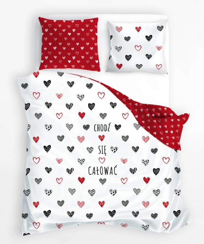 Pościel bawełniana Chodź się całować 140x200 cm Serce