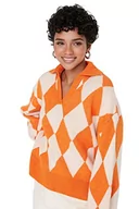 Bluzy damskie - Trendyol Damska bluza polo z dekoltem w romby wzór regularny, pomarańczowy, S, pomarańczowy, S - miniaturka - grafika 1