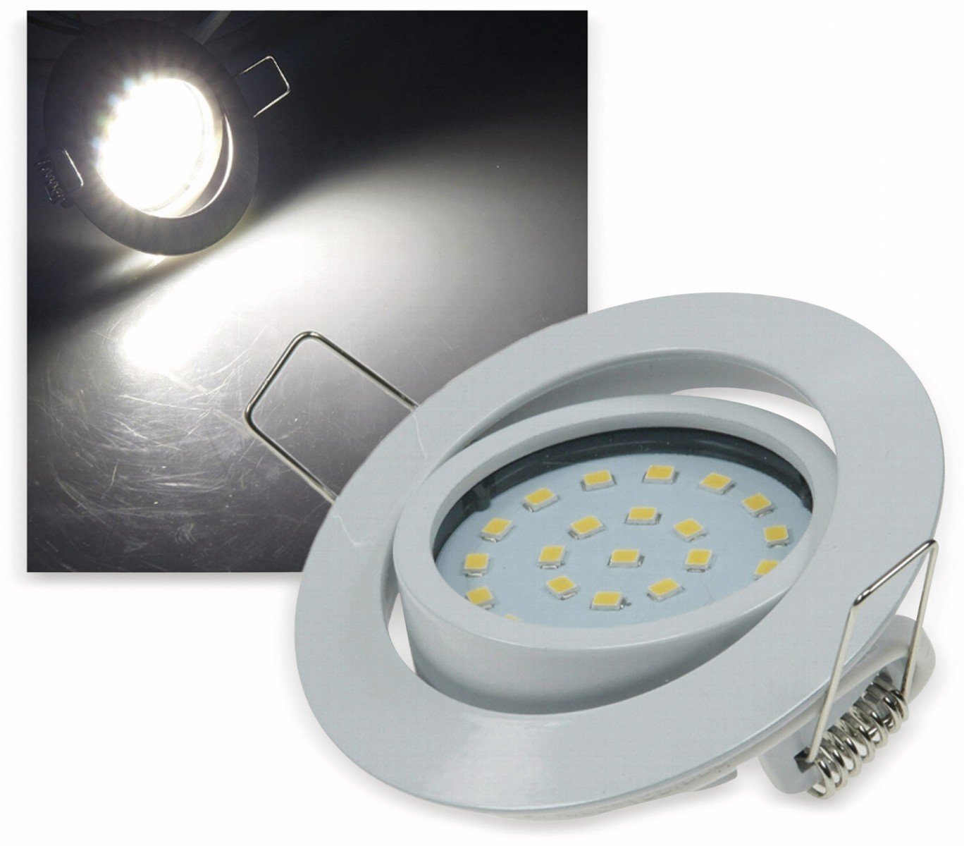 ChiliTec LED lampa sufitowa wpuszczana reflektor wpuszczany 4Watt 350 lumen neutralny biały 4000k 26mm głęboki otwór Ø 71mm obrotowy 230V bardzo płaski łatwy montaż (10 sztuk)