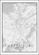Plakaty - Galeria Plakatu, Plakat, Luksemburg Mapa Czarno Biała, 30x40 cm - miniaturka - grafika 1