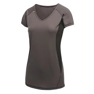 Koszulki i topy damskie - Regatta damska koszulka z krótkim rękawem Pekin Regular Fit Plain Dekolt w serek Grey (Iron/Black 113) 8 UK(34 EU) 019.17-113 - grafika 1