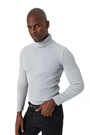 Bluzy męskie - Trendyol Męska bluza z golfem, gładka, wąska bluza, szara, L, Szary, L - miniaturka - grafika 1
