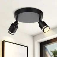 Lampy sufitowe - NETTLIFE Czarny Reflektorowa sufitowy nowoczesna lampa sufitowa z 2 regulowanymi płomieniami, metalowymi plamkami GU10 - miniaturka - grafika 1