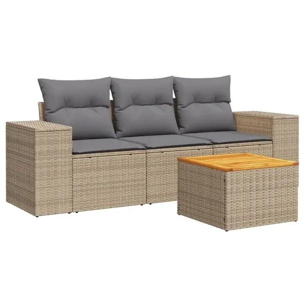 Zestaw mebli ogrodowych modułowych beżowy rattan PE, wymiary 55x62x69 cm