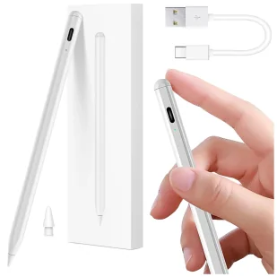 Rysik do Apple iPad Alogy Pencil z funkcją Palm Rejection Tilt Magnetyczny USB-C + zapasowa końcówka Biały - Akcesoria do tabletów i e-booków - miniaturka - grafika 1